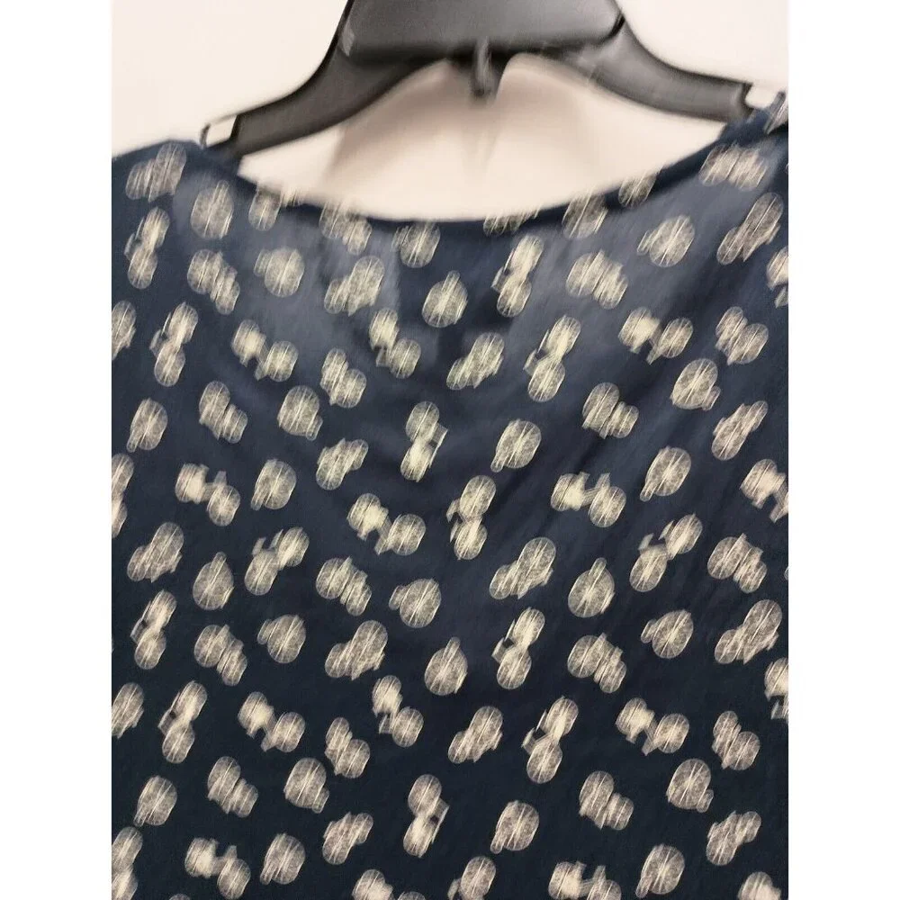 W5 Womens T-Shirt Large Navy Blue Bicycle Print Short Sleeve Pullover Casual Top - Picture 4 of 4